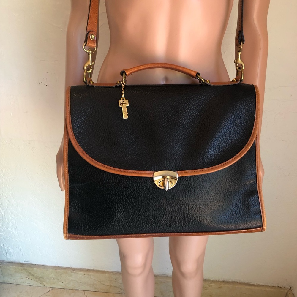 Jack George’s Vintage Briefcase Black Leather Satchel Messenger Business Bag